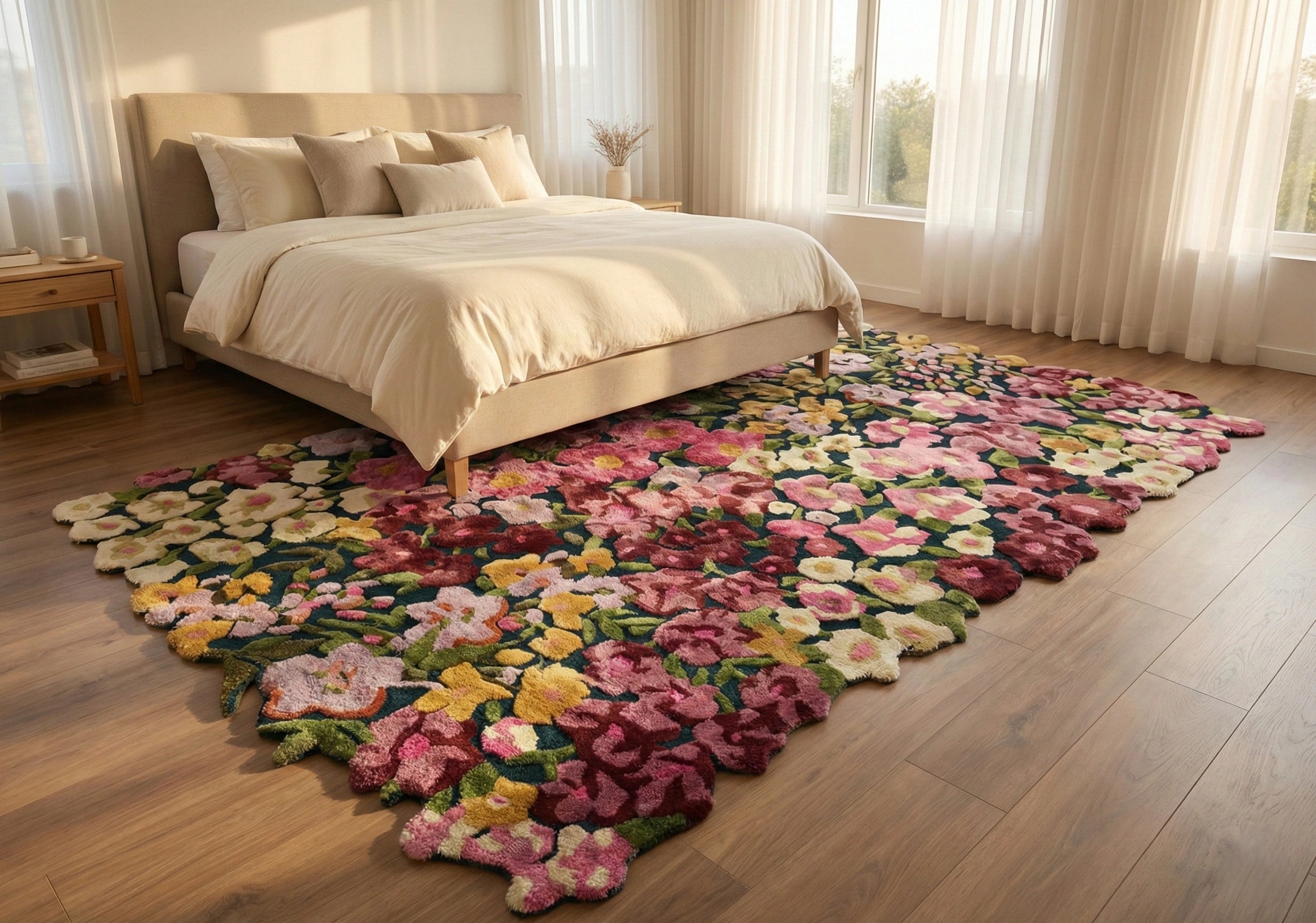 Multicolor Floral Handcrafted Designer Carpet