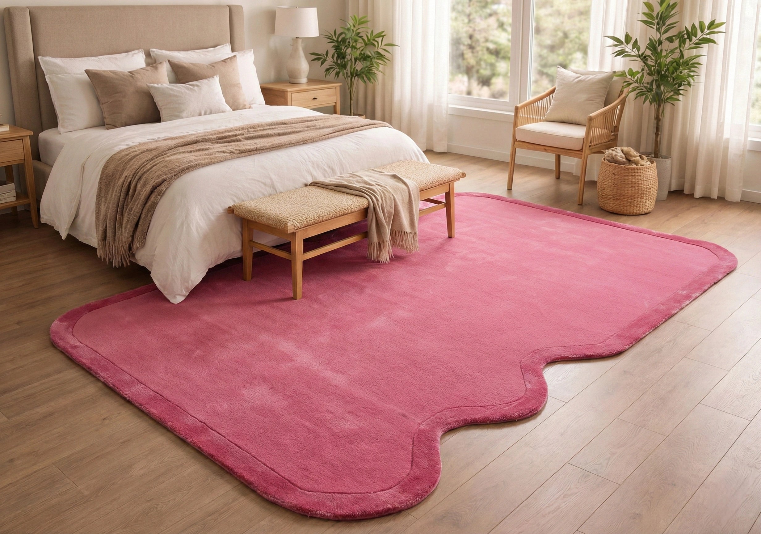 Rose Pink Solid Sculpted Designer Carpet