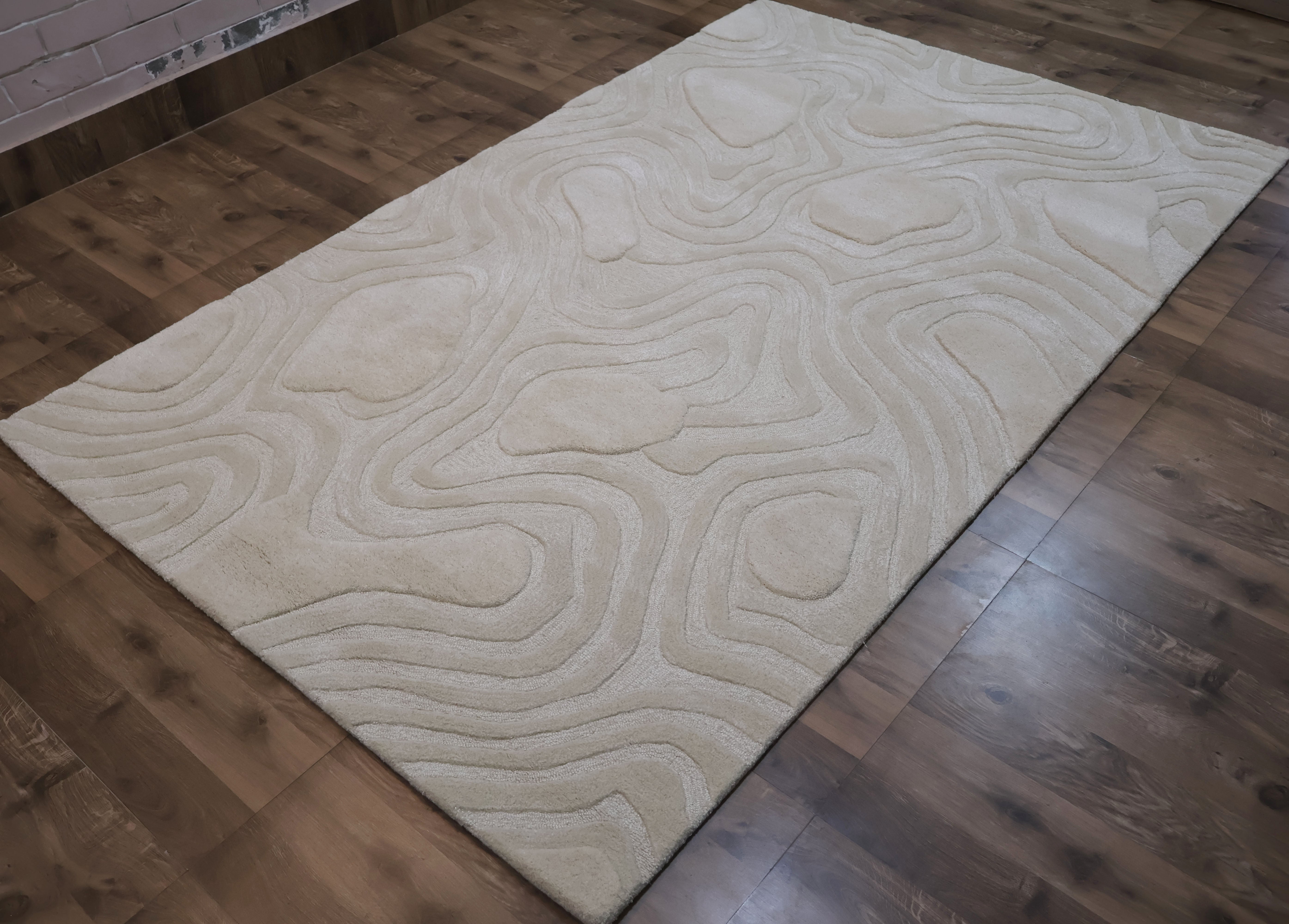 Ivory Organic Textured Contemporary Carpet
