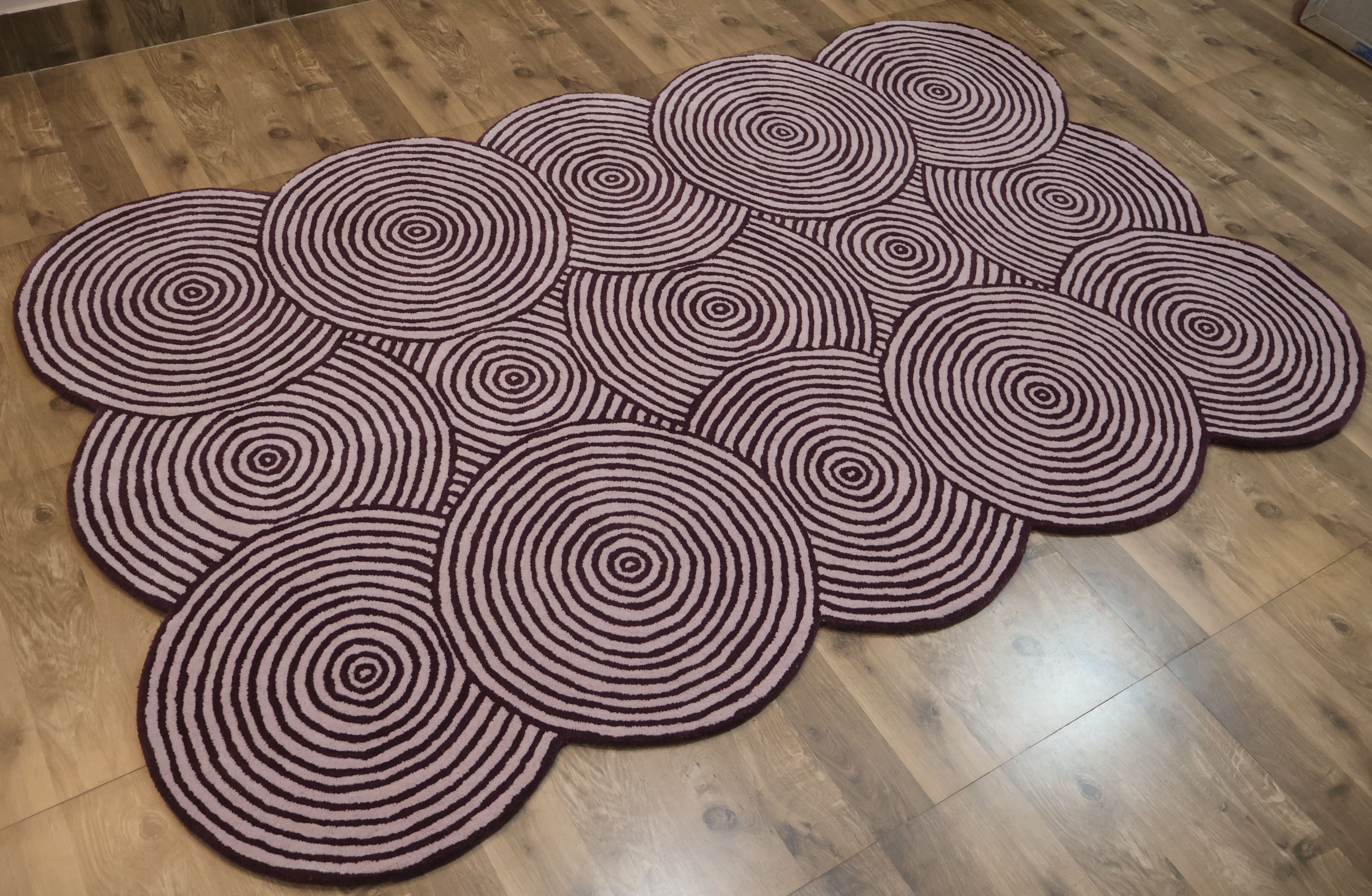 Burgundy Concentric Circle Designer Carpet
