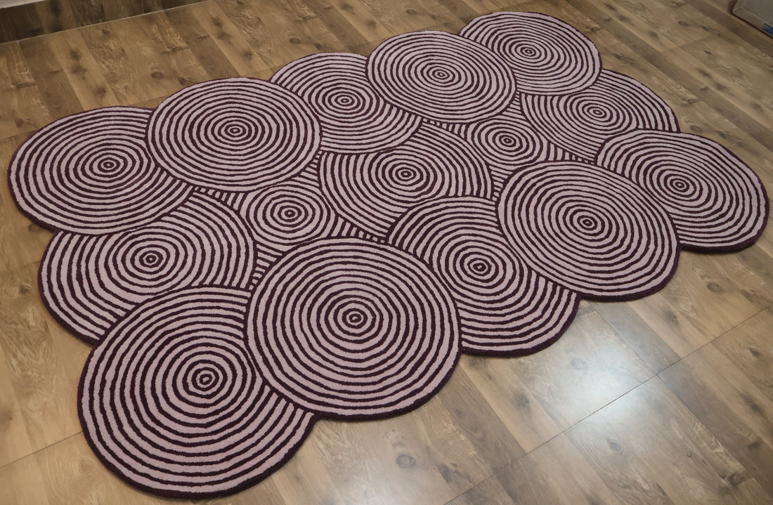 Burgundy Concentric Circle Designer Carpet
