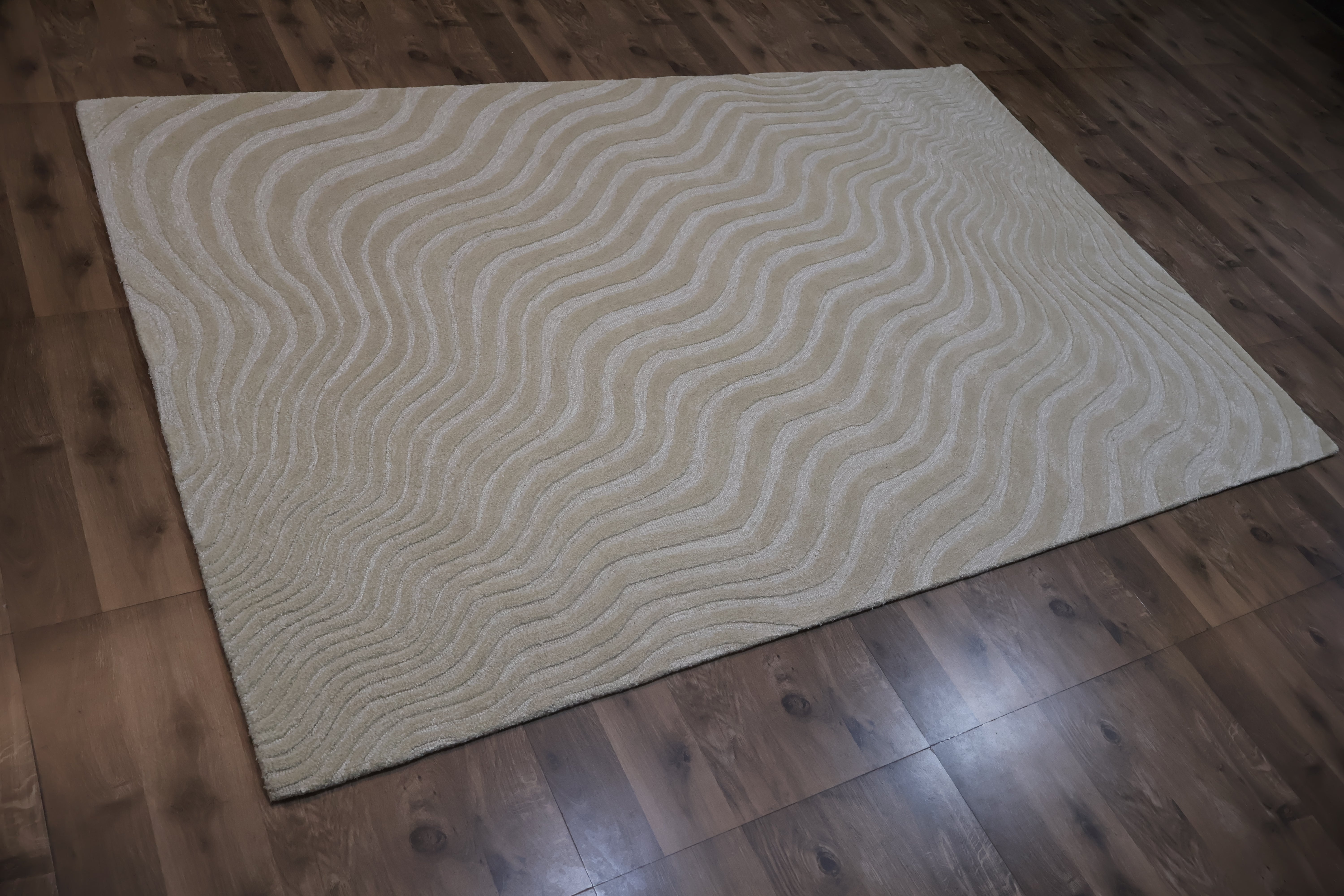 Modern Wave Texture Carpet – Cream