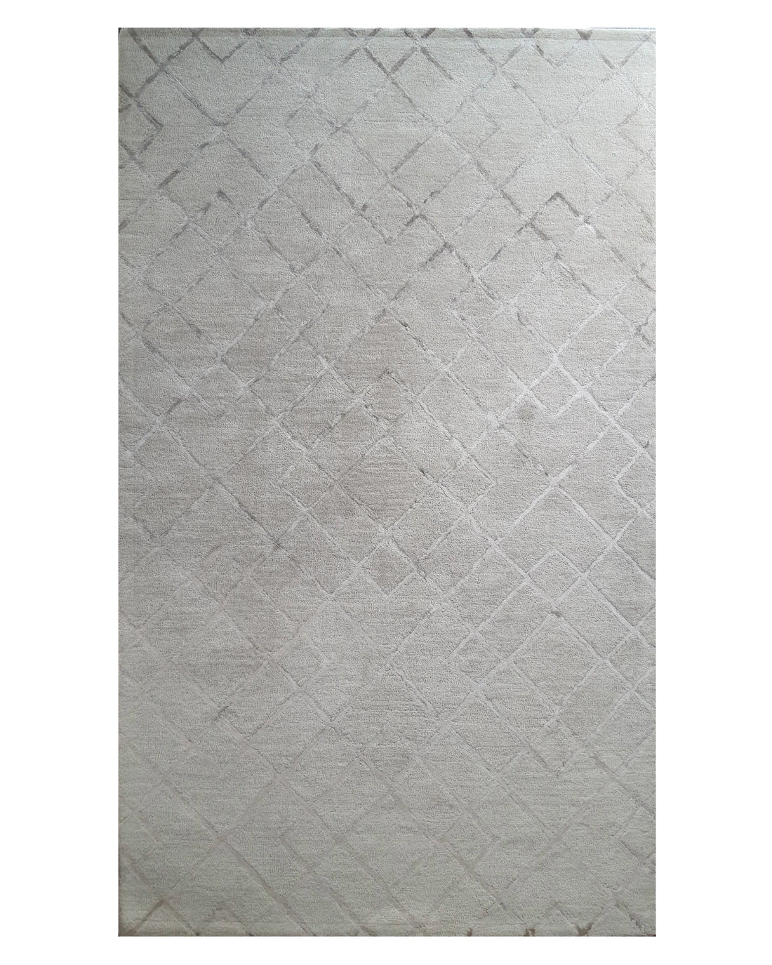 Ivory Textured Diamond Grid Contemporary Carpet