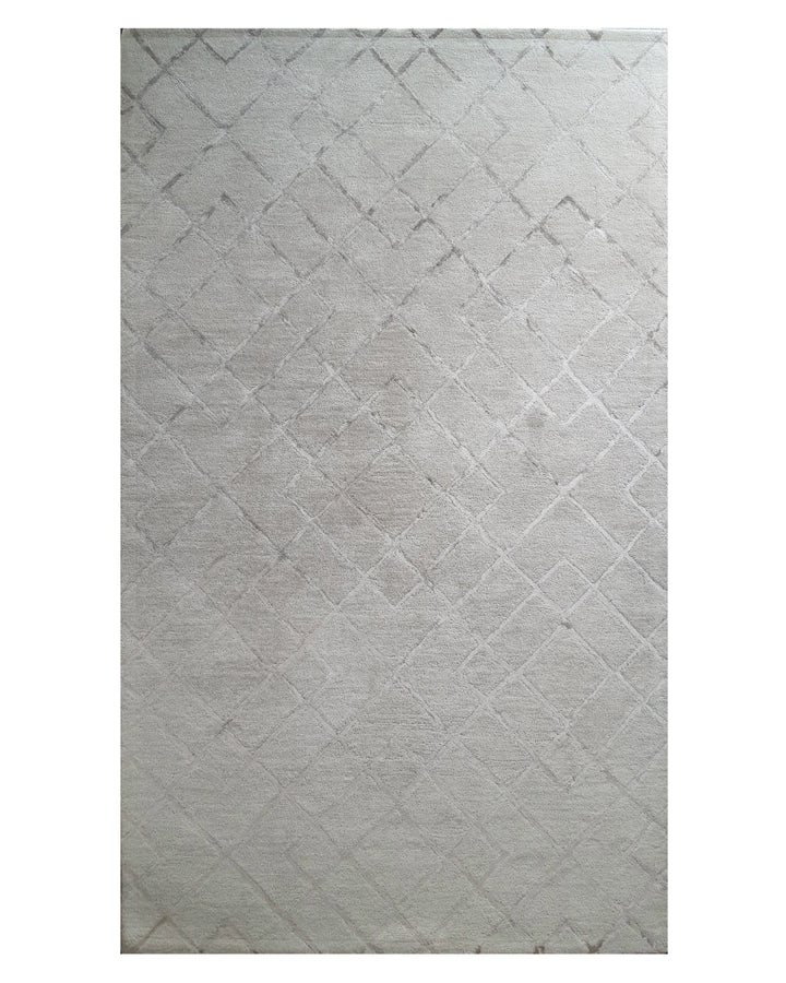 Ivory Textured Diamond Grid Contemporary Carpet