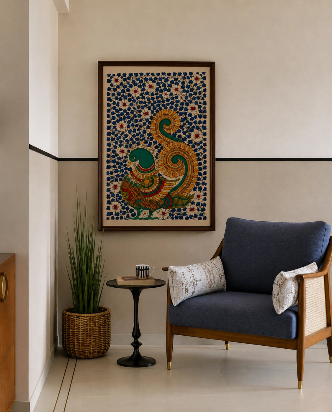 Styled Spaces — Nook, Indian Soul — Featuring Derby Cadet Upholstery FabricCadillac Smoke Upholstery Fabric