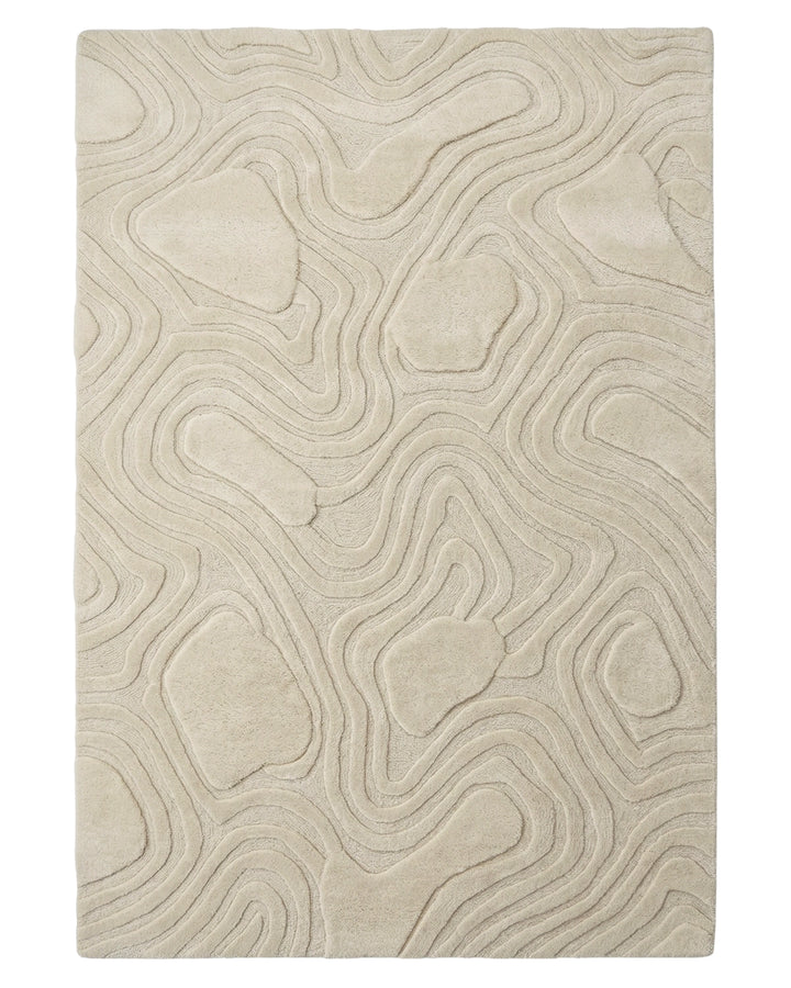 Ivory Organic Textured Contemporary Carpet