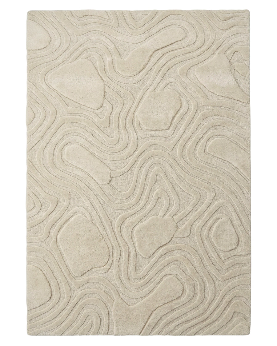 Ivory Organic Textured Contemporary Carpet