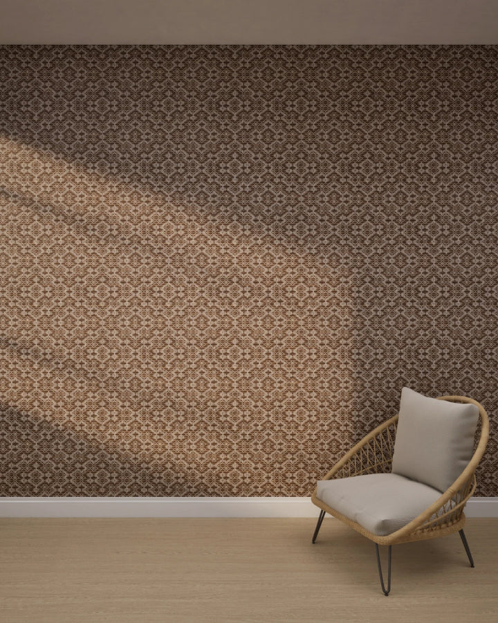 Taupe Brown Geometric Weave Wallpaper