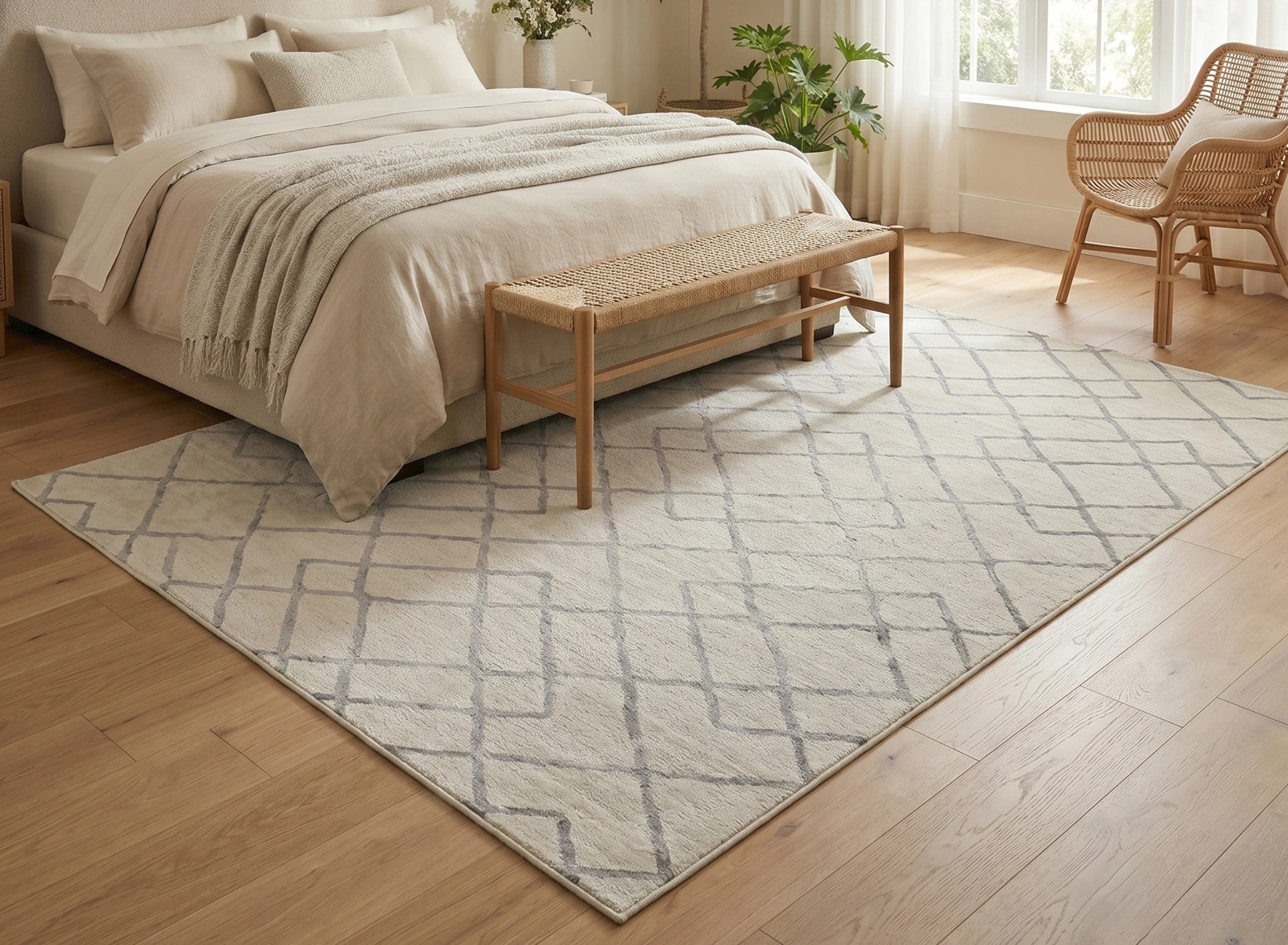 Minimalist Interlocking Diamond Pattern Carpet