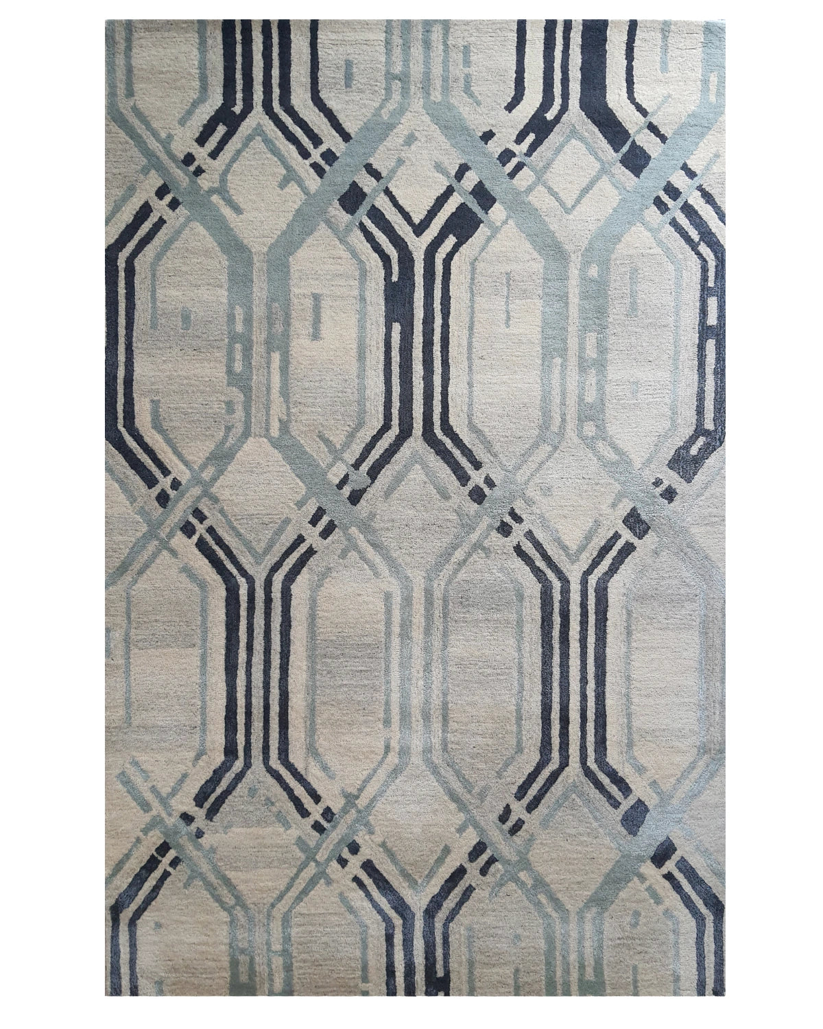Modern Linear Hexagon Pattern Carpet