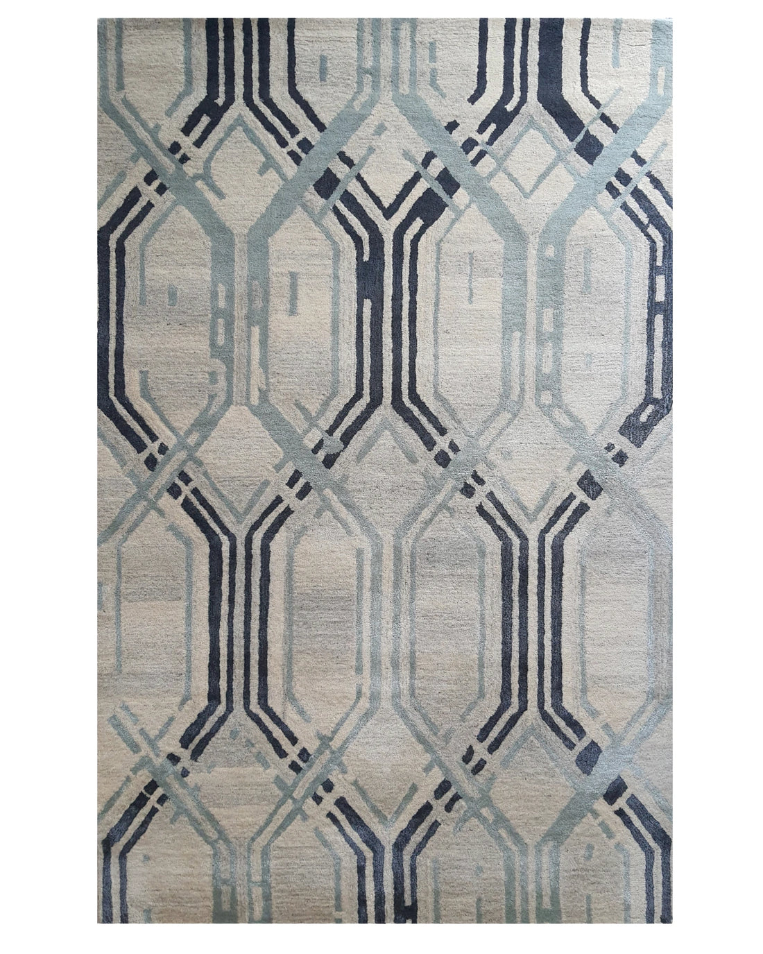 Modern Linear Hexagon Pattern Carpet