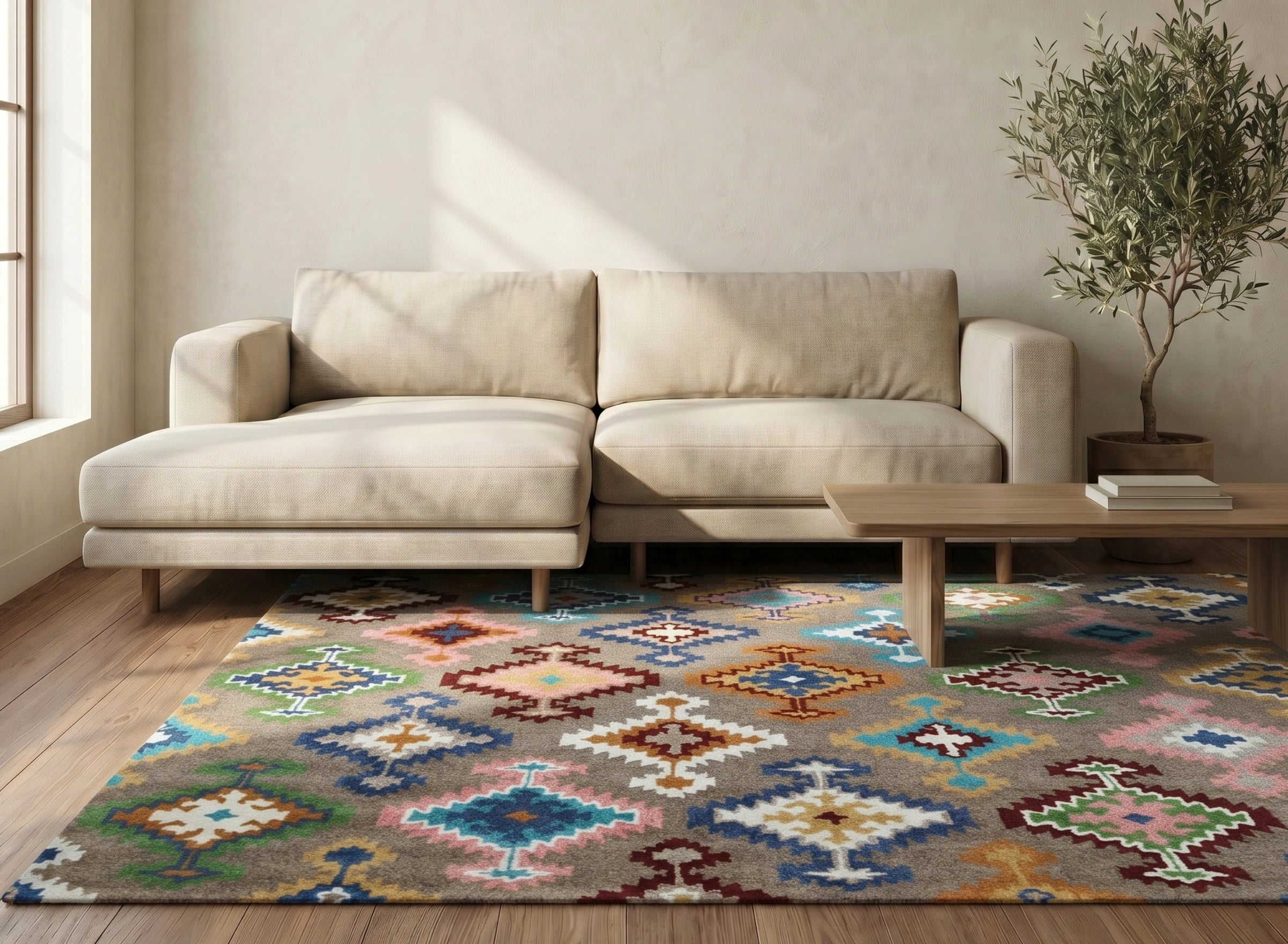 Modern Tribal Geometric Pattern Carpet