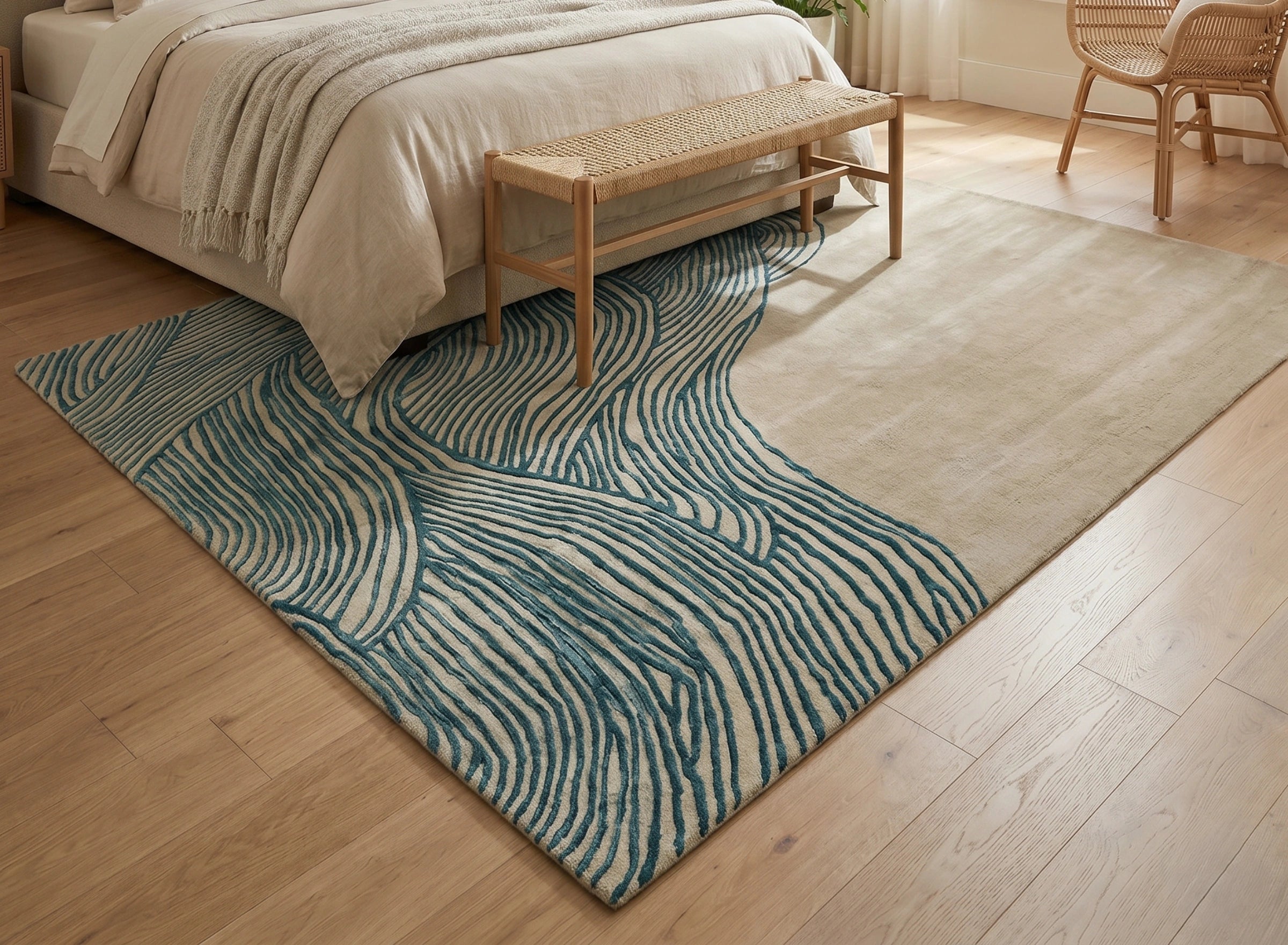 Modern Wave Texture Designer Carpet – Minimal Abstract Contemporary Rug