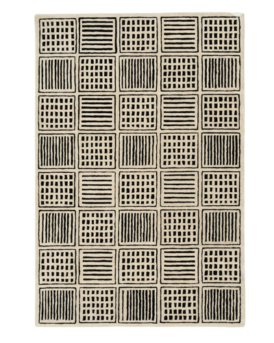 Modern Checkered Pattern Carpet – Beige & Black