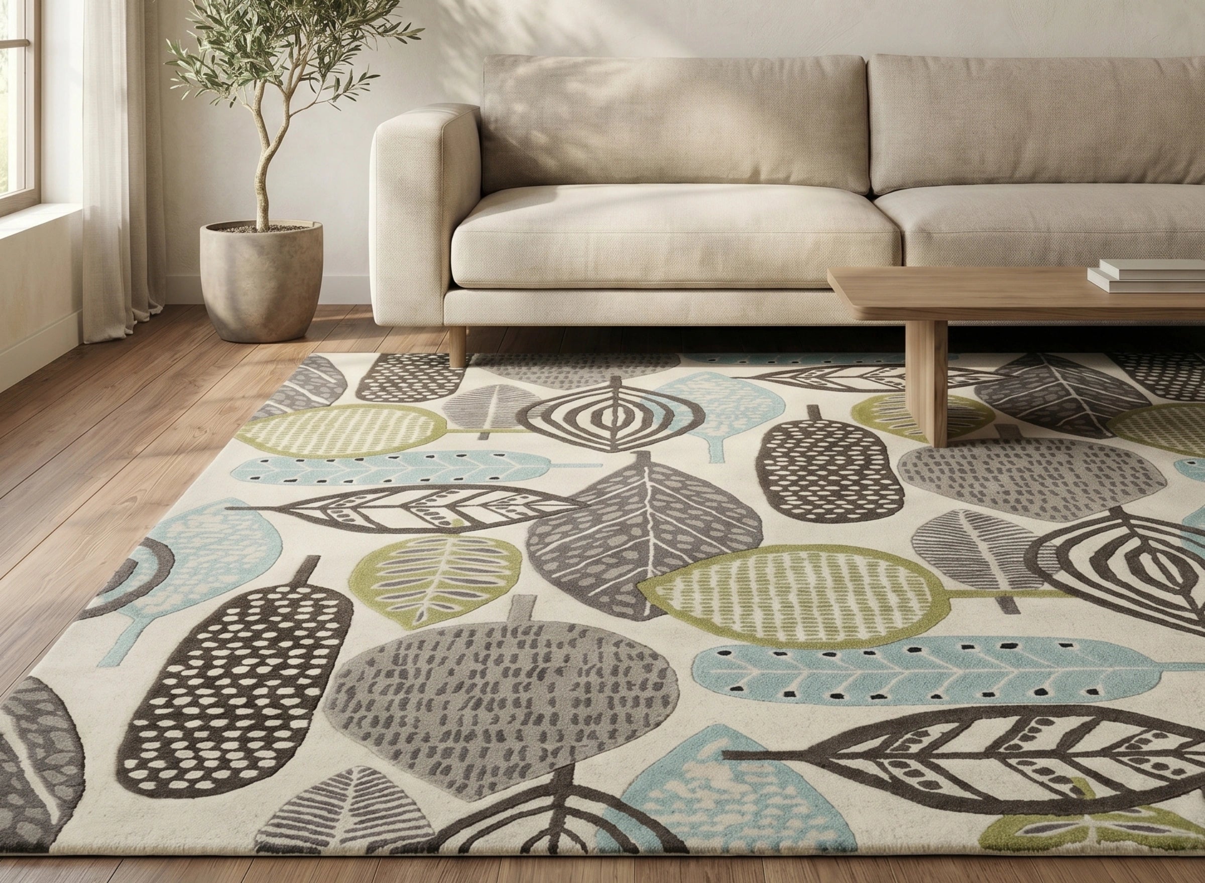 Modern Leaf Pattern Designer Carpet