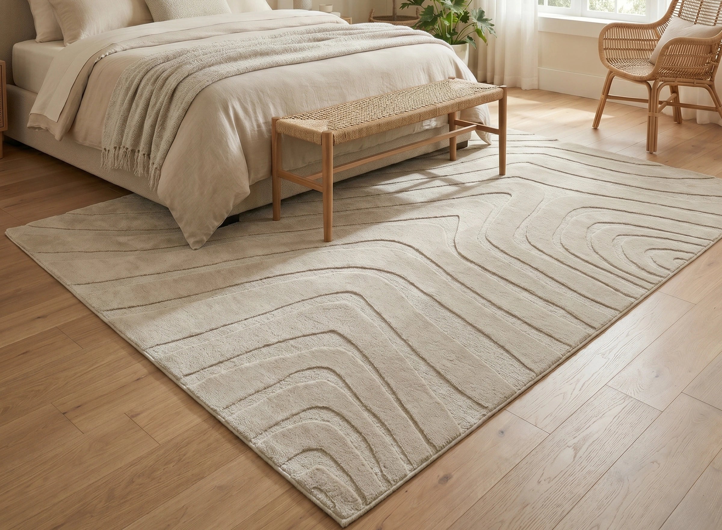 Modern Linear Pattern Carpet – Beige