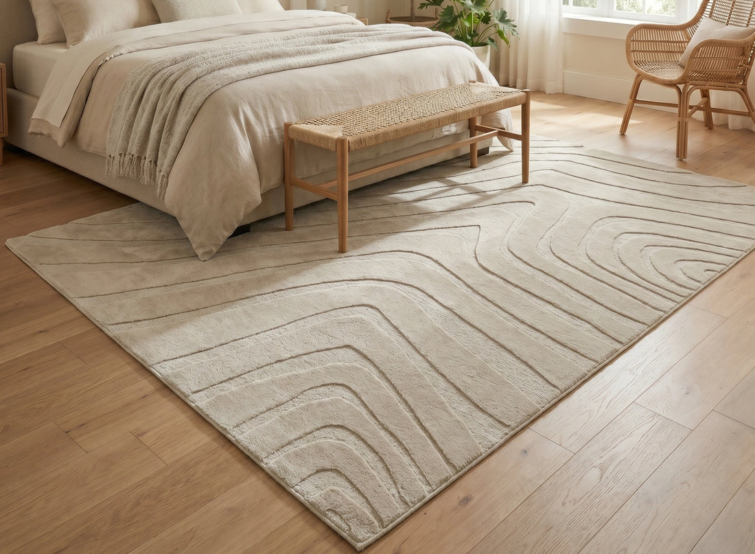 Modern Linear Pattern Carpet – Beige