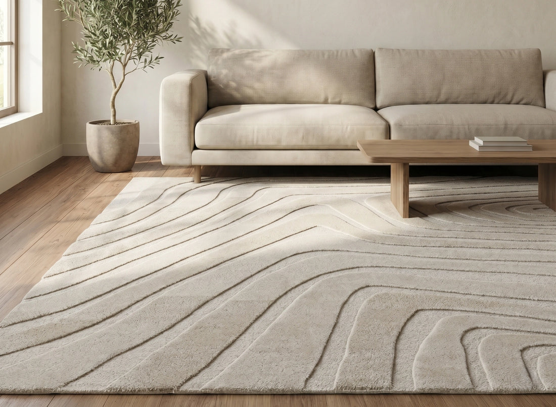 Modern Linear Pattern Carpet – Beige