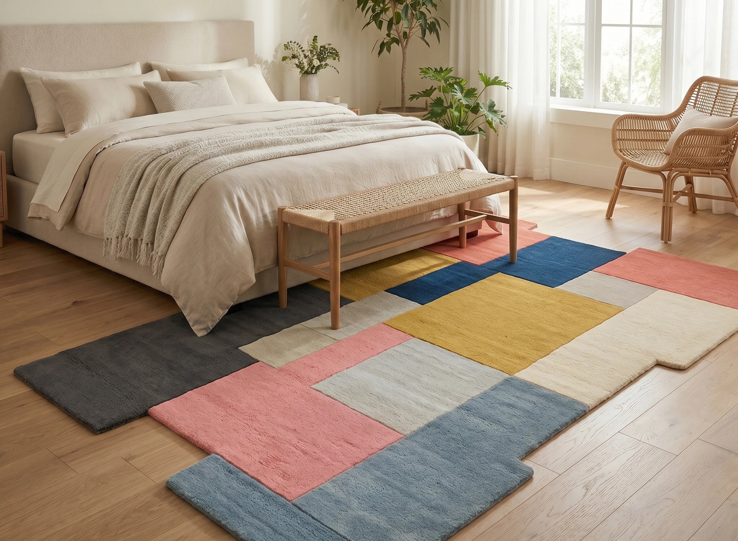 Modern Patchwork Block Designer Carpet – Multi Color Contemporary Rug