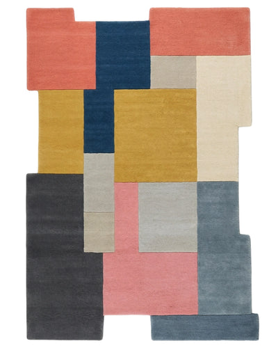 Modern Patchwork Block Designer Carpet – Multi Color Contemporary Rug