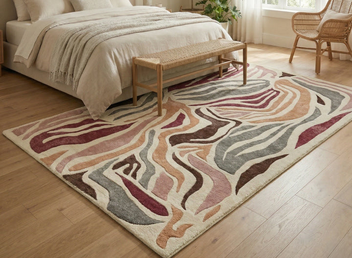 Multicolor Organic Abstract Designer Carpet
