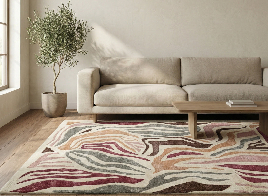 Multicolor Organic Abstract Designer Carpet