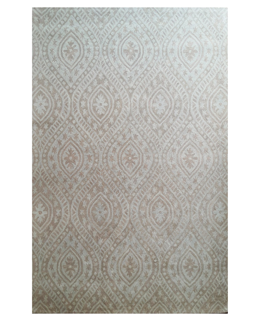 Neutral Diamond Medallion Pattern Carpet
