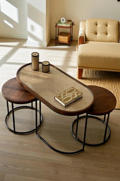 3-Piece Handcrafted Nesting Coffee Table Set