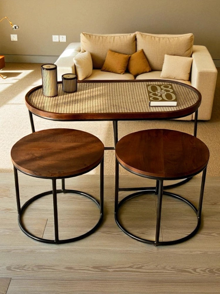 3-Piece Handcrafted Nesting Coffee Table Set