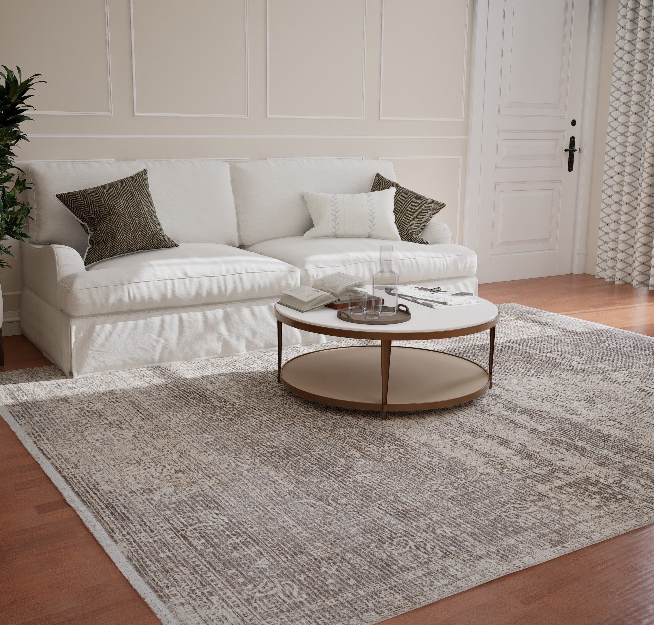 Assorted Taupe Beige Subtle Damask Carpet