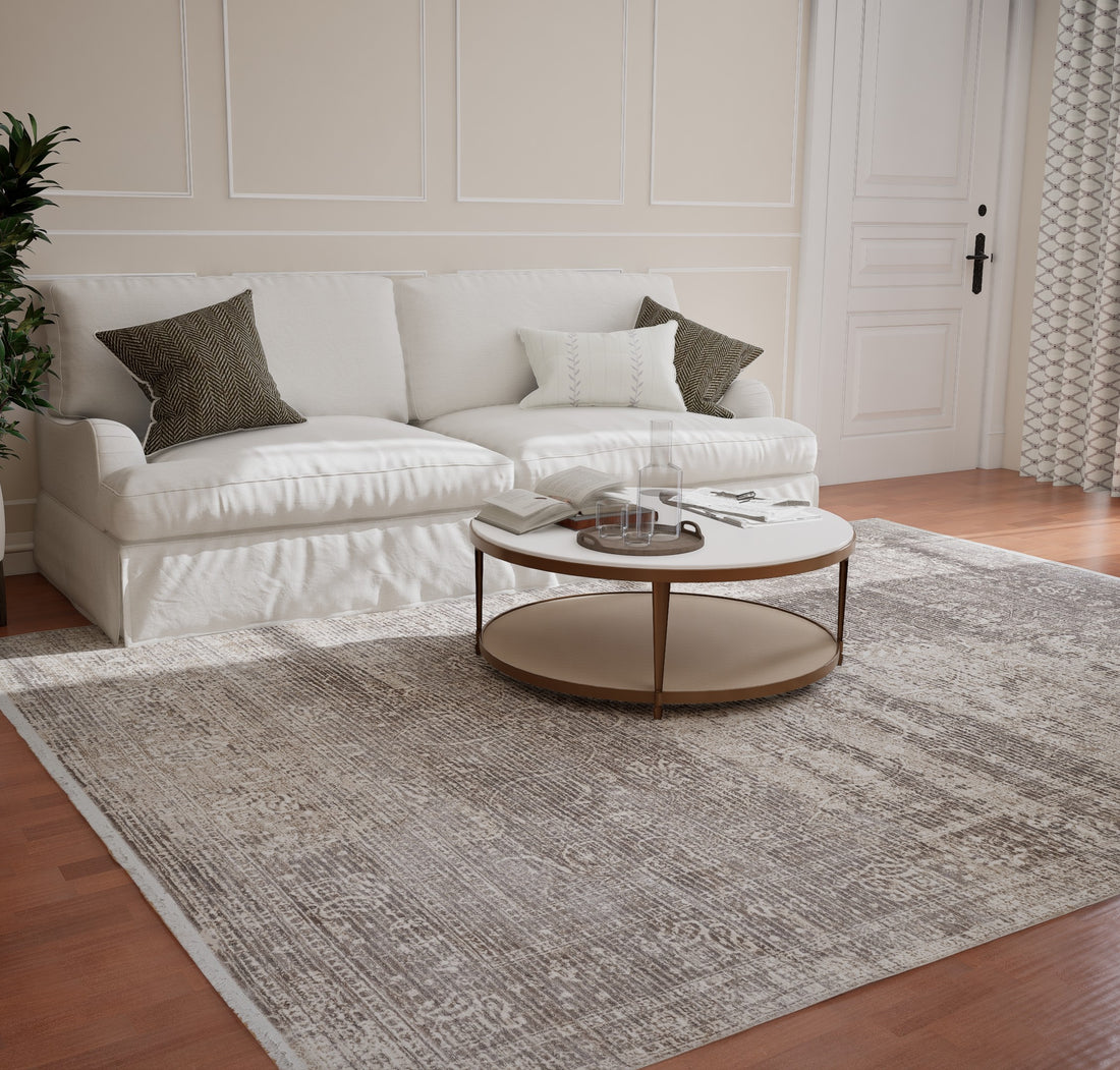 Assorted Taupe Beige Subtle Damask Carpet