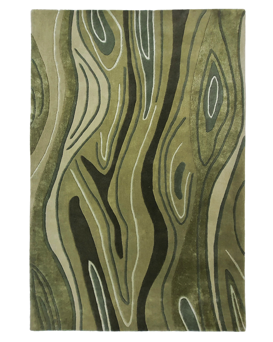 Olive Green Abstract Textured Modern Carpet