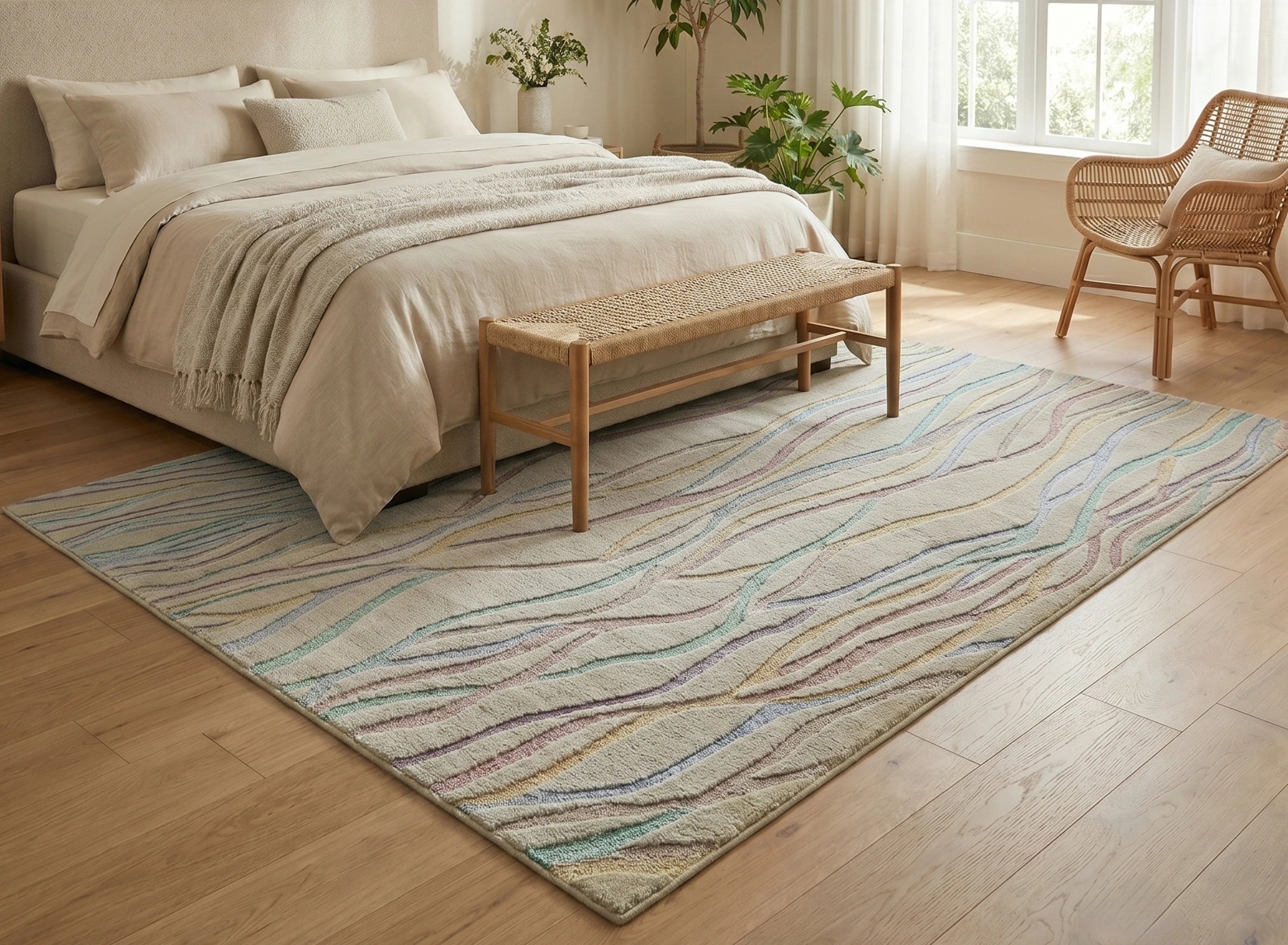 Pastel Flow Abstract Wave Carpet