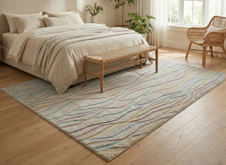 Pastel Flow Abstract Wave Carpet