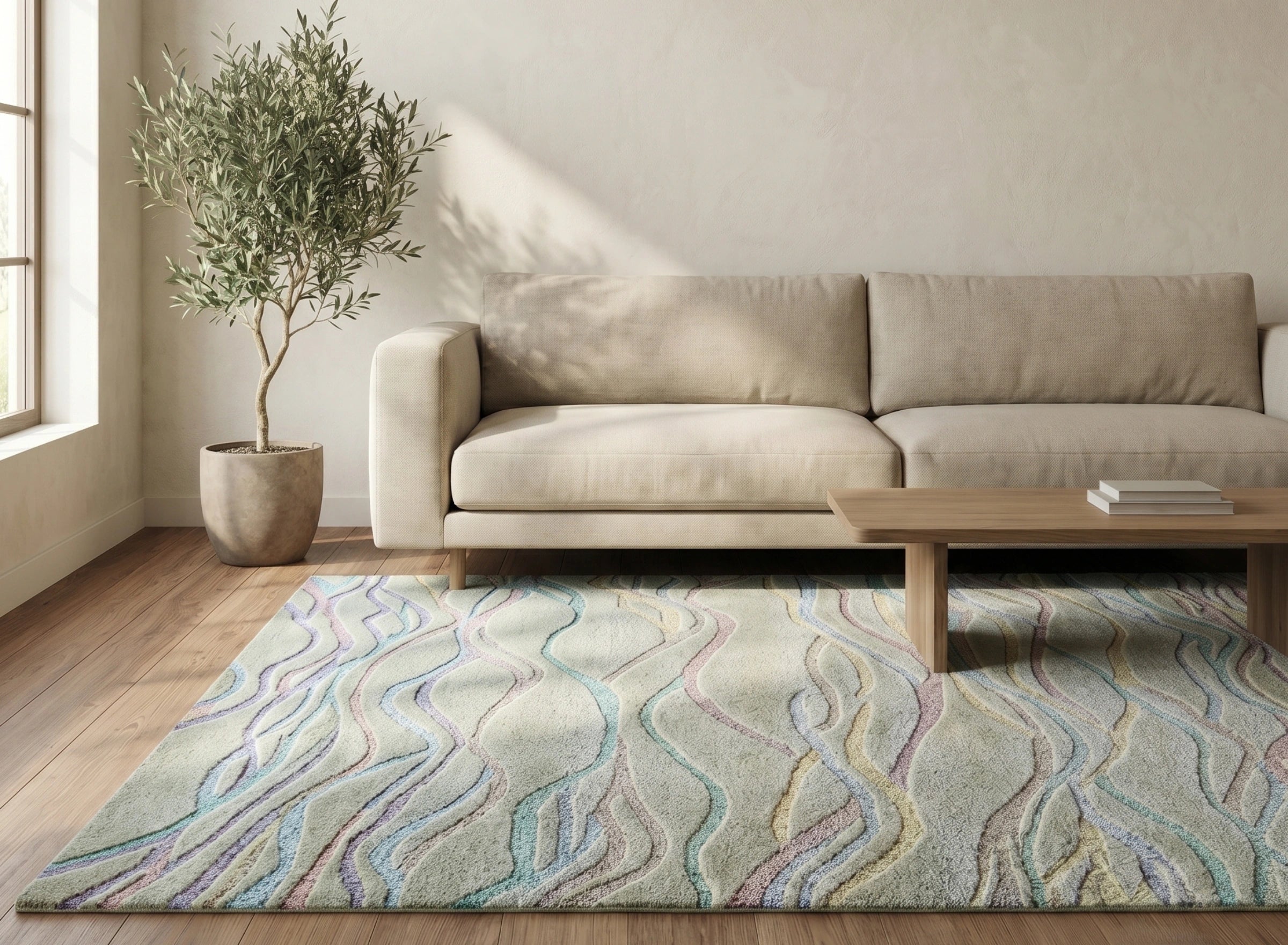 Pastel Flow Abstract Wave Carpet
