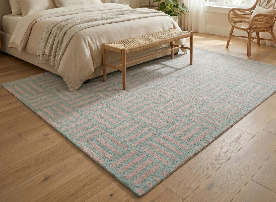 Pastel Grid Line Pattern Carpet