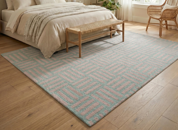 Pastel Grid Line Pattern Carpet