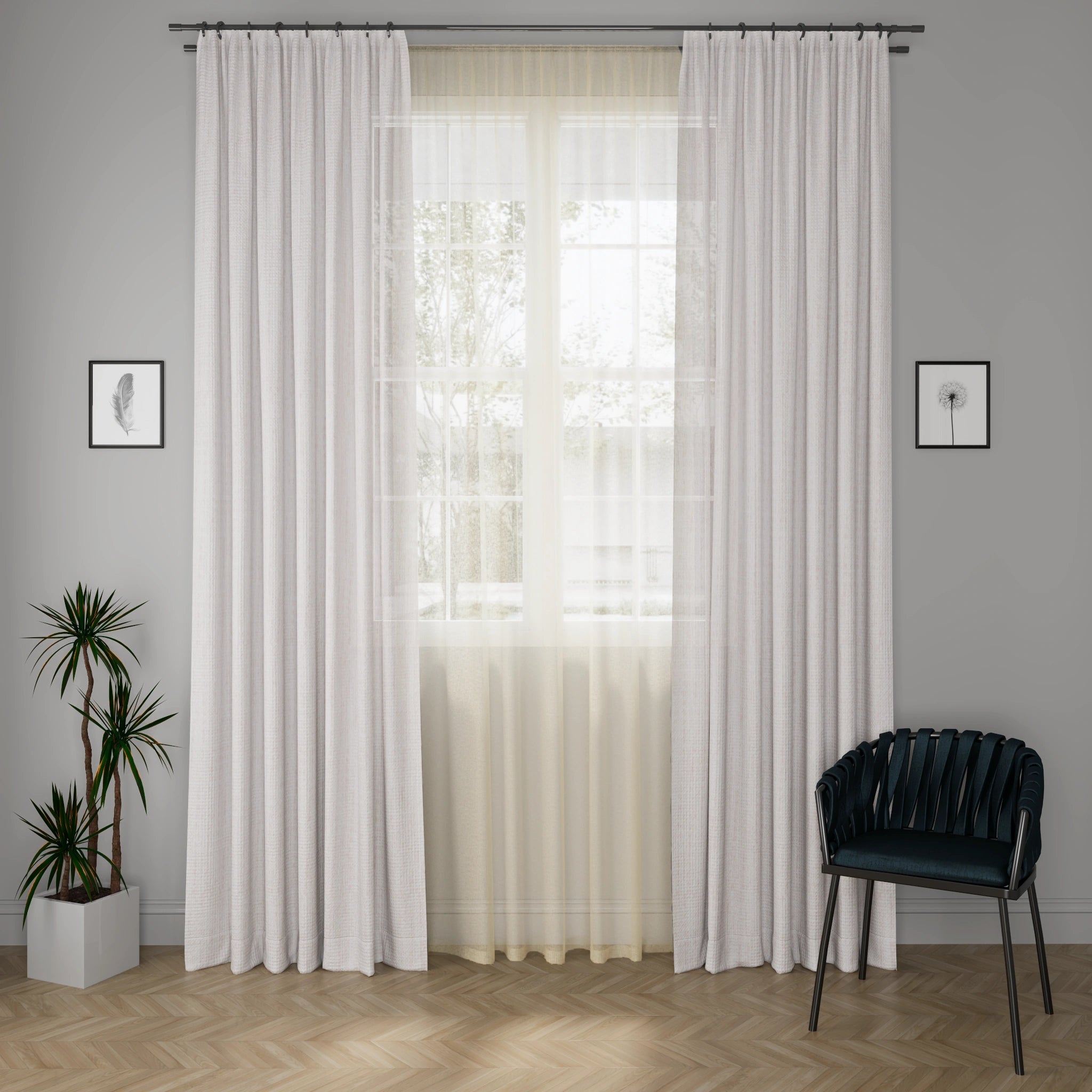 Diva Ridge Cream Curtain Fabric