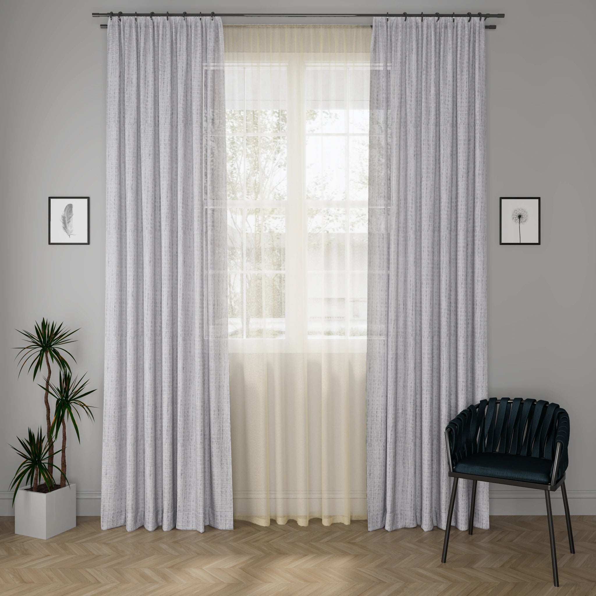 Diva Ridge Grey Curtain Fabric