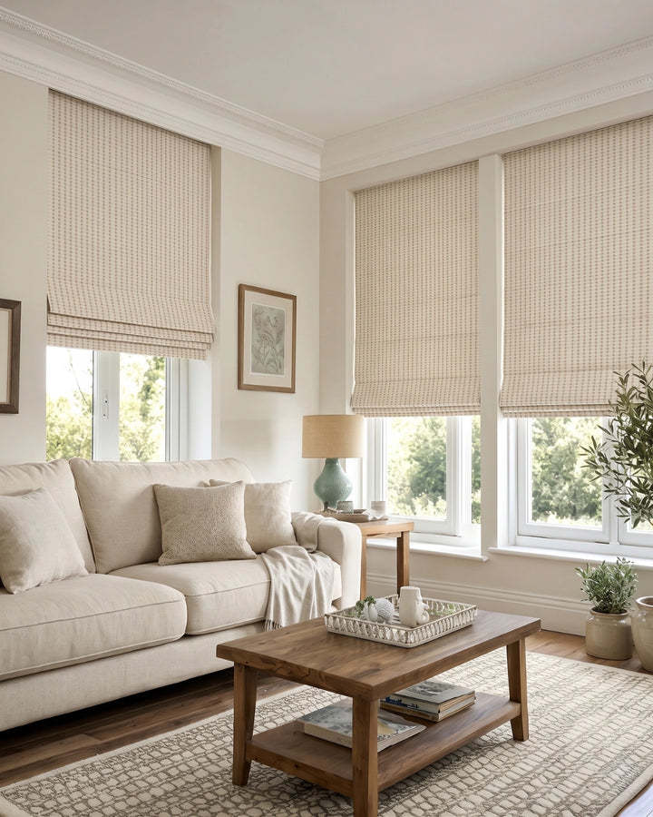 Ivory Textured Roman Blind | Custom Made Fabric Window Shade