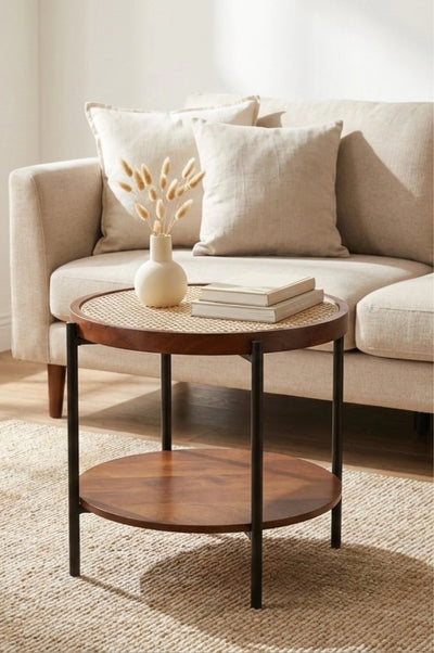 Rattan Centre / Side Table – Honey Brown Finish