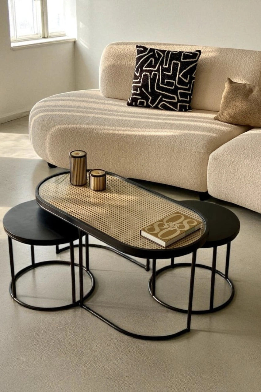 Rattan Coffee Table – Charcoal Black Finish