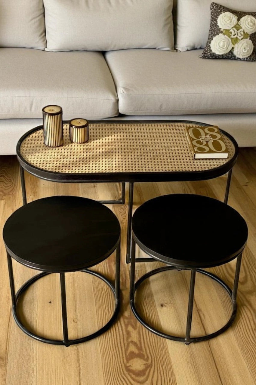 Rattan Coffee Table – Charcoal Black Finish