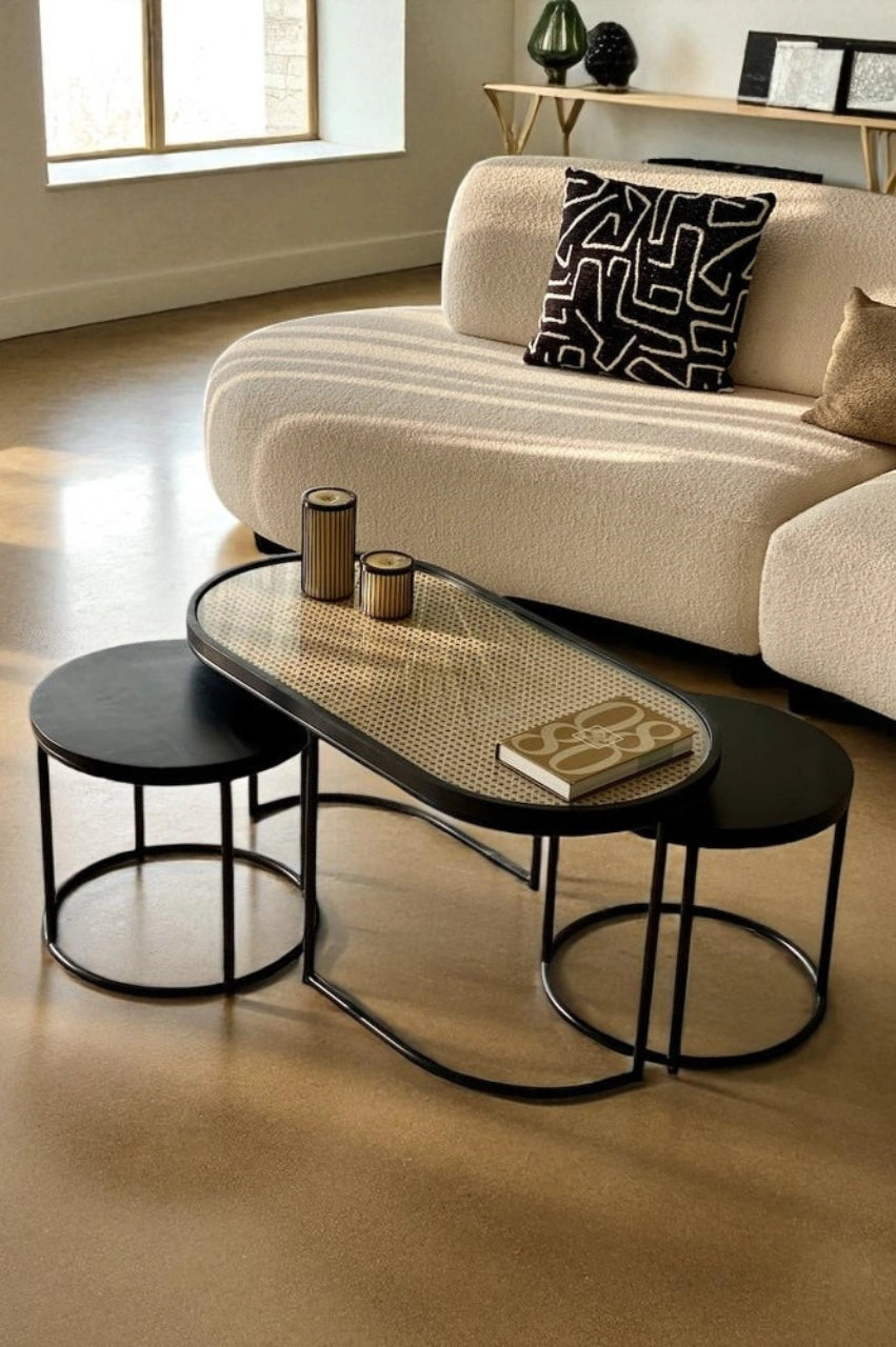Rattan Coffee Table – Charcoal Black Finish