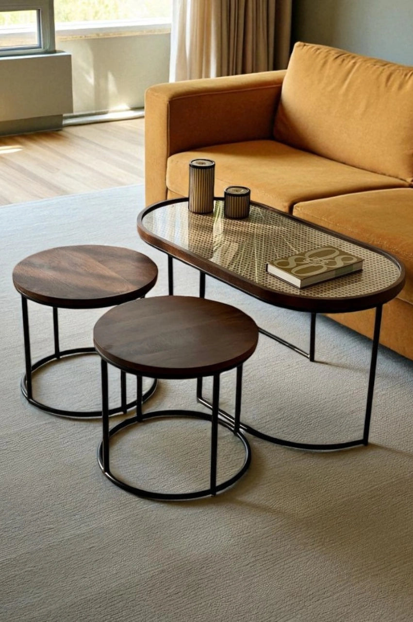 Rattan Coffee Table – Charcoal Black Finish