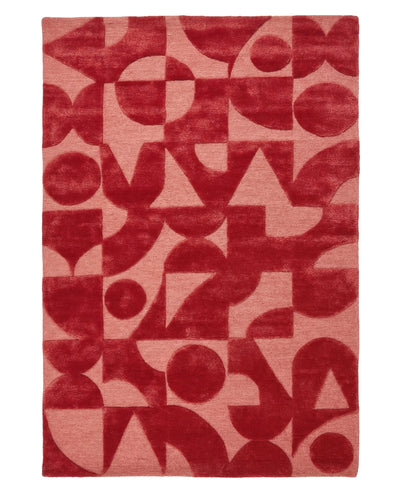 Red Abstract Geometric Designer Carpet