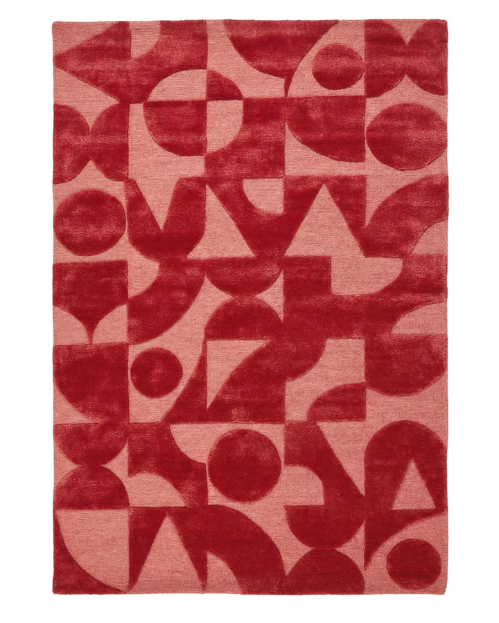 Red Abstract Geometric Designer Carpet