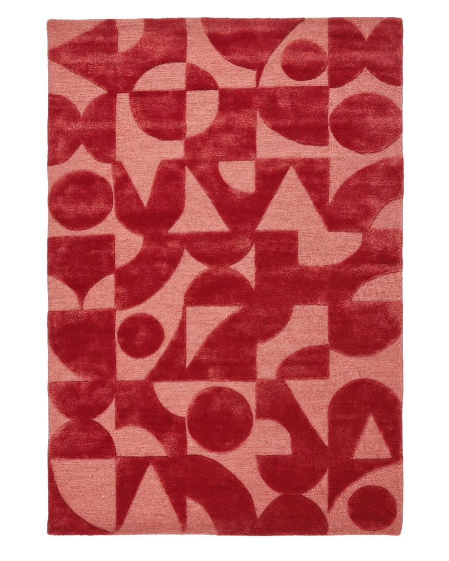 Red Abstract Geometric Designer Carpet