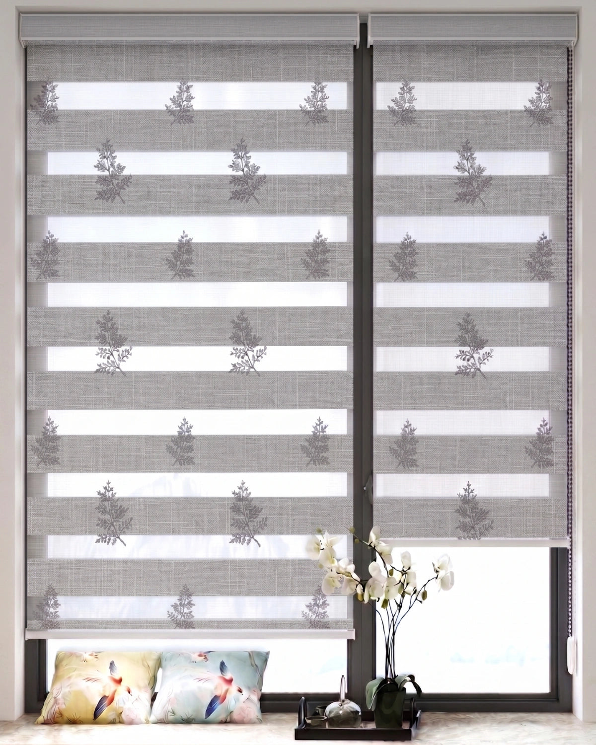 Silver Grey Snowflake Zebra Blind | Custom Made Day & Night Window Blind