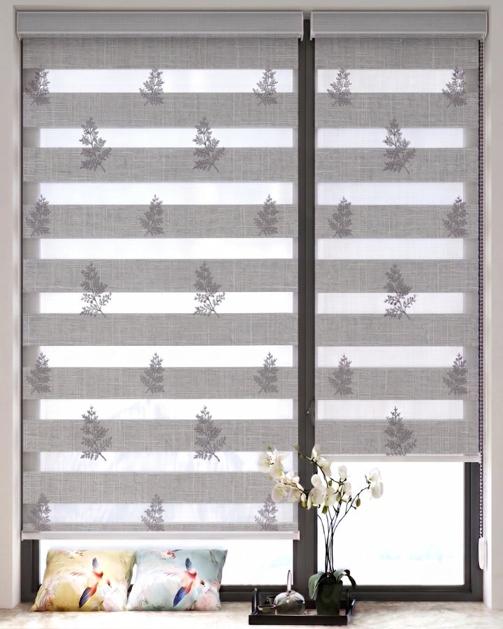 Silver Grey Snowflake Zebra Blind | Custom Made Day & Night Window Blind